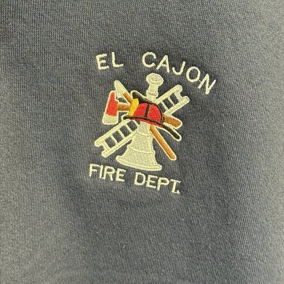 Vintage Fire Dept Sweatshirt Mens XL Blue El Cajon Fire Fighter Embroidered - Picture 4 of 12